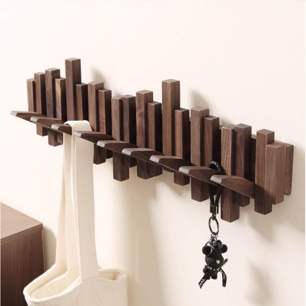 Unique Irregular Wood Wall Mounted Piano Coat Rack