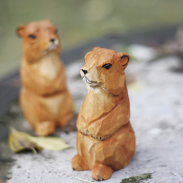 Marmot,Handmade,Wood Carving ,Gift ,Ornament,Decor